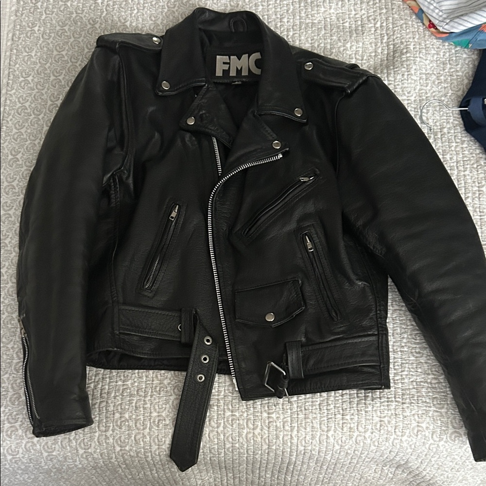 VTG Black Leather Motorcycle Jacket Punk Heavy Metal